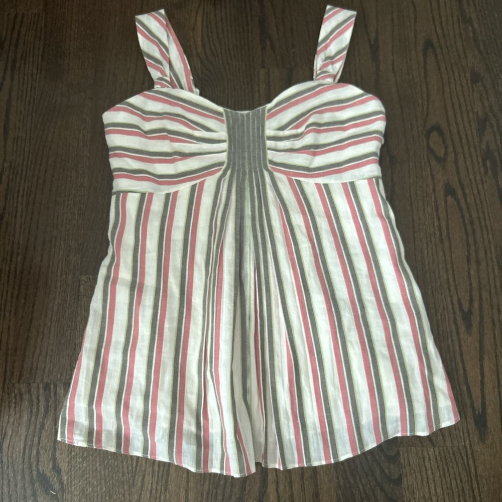 Nine West White Cotton Linen Blend Shirt size 2